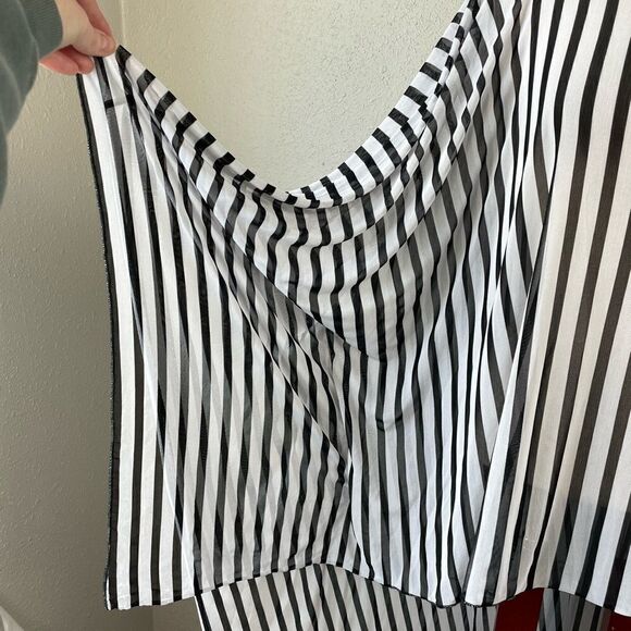 EUC Vincente Womens Black and White Stripped Tunic Size L - Picture 4 of 7